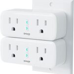 GHome Smart Plug, 15A WiFi Smart Outlet Compatible with Alexa & Google Home, Smart Surge Protector with Remote Control & Timer, Dual Sockets, No Hub Required, 2.4GHz WiFi Only, White, 2 Pack