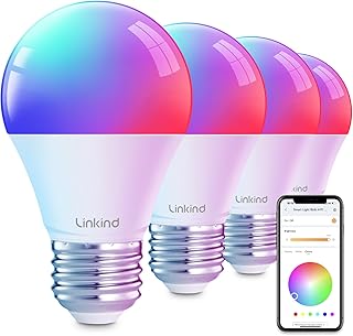 Linkind Smart Light Bulbs, Smart Bulb That Work with Alexa & Google Home, LED Light Bulbs Color Changing, 104 Preset Scene, Music Sync, A19 E26 2.4GHz RGBTW WiFi Bluetooth Light Bulb 60W, 800LM, 4Pack Linkind Smart Light Bulbs, Smart Bulb That Work with Alexa & Google Home, LED Light Bulbs Color Changing, 104 Preset Scene, Music Sync, A19 E26 2.4GHz RGBTW WiFi Bluetooth Light Bulb 60W, 800LM, 4Pack