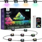 APPECK Permanent Outdoor Lights 200ft with 144 LED Lights, 72W Smart RGBW Eaves Lights, DC 36V, 40LM, IP67 Waterproof String Lights for Halloween Christmas Decor, Compatible with Alexa, Black