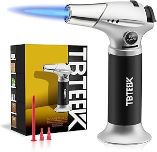 TBTEEK Butane Torch, Kitchen Torch Cooking Torch with Safety Lock & Adjustable Flame for Cooking, BBQ, Baking, Brulee, Creme, DIY Soldering(Butane Not Included) TBTEEK Butane Torch, Kitchen Torch Cooking Torch with Safety Lock & Adjustable Flame for Cooking, BBQ, Baking, Brulee, Creme, DIY Soldering(Butane Not Included)