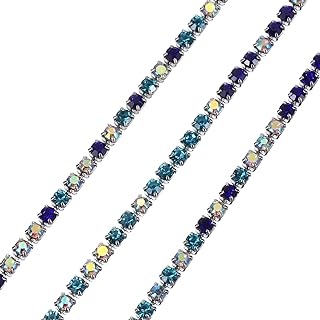 uxcell 10 Yard Crystal Rhinestone Chain, 2.0mm Sew on Close Claw Chain Trim for DIY Jewelry, Clothing, Bags, Shoe Decoration (Silver, Sapphire Blue/Light Blue/White AB) uxcell 10 Yard Crystal Rhinestone Chain, 2.0mm Sew on Close Claw Chain Trim for DIY Jewelry, Clothing, Bags, Shoe Decoration (Silver, Sapphire Blue/Light Blue/White AB)