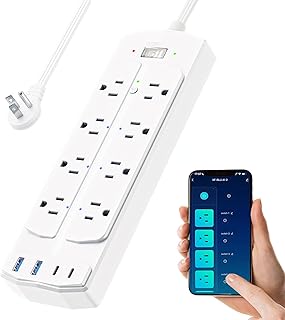 Smart Power Strip, Yozisital Surge Protector with 6 Smart Outlets and 4 USB Ports, 5FT Flat Plug Extension Cord for Home Office Smart Power Strip, Yozisital Surge Protector with 6 Smart Outlets and 4 USB Ports, 5FT Flat Plug Extension Cord for Home Office