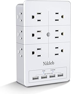 Multi Plug Outlet Surge Protector Nikleb, 12 Electrical Outlets Extender with 4 USB Charging Ports Total 4.8A, Wall Plug Expander 3 Prong for Room, Office, Gaming, Cord Organizer Accessories Multi Plug Outlet Surge Protector Nikleb, 12 Electrical Outlets Extender with 4 USB Charging Ports Total 4.8A, Wall Plug Expander 3 Prong for Room, Office, Gaming, Cord Organizer Accessories