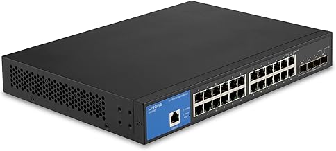 Linksys LGS328C 24 Port Gigabit Managed Network Switch with 4 x 10G Uplink SFP+ Slots - Advanced Security, QoS, Static Routing, VLAN, IGMP Features - Metal Housing, Desktop / Wall Mount Linksys LGS328C 24 Port Gigabit Managed Network Switch with 4 x 10G Uplink SFP+ Slots - Advanced Security, QoS, Static Routing, VLAN, IGMP Features - Metal Housing, Desktop / Wall Mount