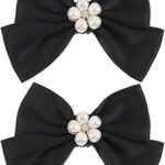 Bow Shoe Clips 1 Pair Removable Buckle Elegant Pearl Charms Decoration DIY for Women Girls Bridal Wedding