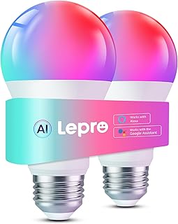 Lepro B2 AI Smart Light Bulbs - 1100LM WiFi & Bluetooth RGBWW Color Changing LED Bulb, Works with Alexa & Google Assistant, Personalized Al Lighting Designer, AI Voice Control, 2.4GHz Only, 2 Pack Lepro B2 AI Smart Light Bulbs - 1100LM WiFi & Bluetooth RGBWW Color Changing LED Bulb, Works with Alexa & Google Assistant, Personalized Al Lighting Designer, AI Voice Control, 2.4GHz Only, 2 Pack