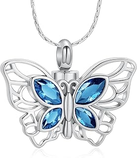 constantlife Butterfly Urn Necklace Cremation Jewelry for Ashes for Women Stainless Steel Inlaid Crystal Memorial Pendant Human Pet Ash Holder Keepsake Gift constantlife Butterfly Urn Necklace Cremation Jewelry for Ashes for Women Stainless Steel Inlaid Crystal Memorial Pendant Human Pet Ash Holder Keepsake Gift