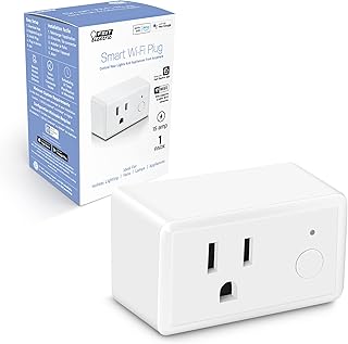 Feit Electric WiFi Work with Alexa and Google Home, Feit App, No hub required, Remote Control From Anywhere 15 Amp Smart Outlet Plug, Indoor, 120 volts, Plastic, White Feit Electric WiFi Work with Alexa and Google Home, Feit App, No hub required, Remote Control From Anywhere 15 Amp Smart Outlet Plug, Indoor, 120 volts, Plastic, White