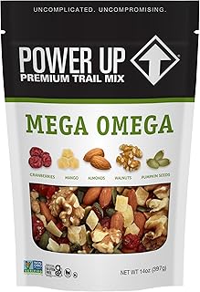 Power Up Trail Mix, Mega Omega Trail Mix, Non-GMO, Vegan, Gluten Free, No Artificial Ingredients, Gourmet Nut, 14 Ounce Bag Power Up Trail Mix, Mega Omega Trail Mix, Non-GMO, Vegan, Gluten Free, No Artificial Ingredients, Gourmet Nut, 14 Ounce Bag