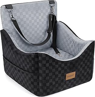 JOEJOY Elevated Dog Car Seat for Small/Medium Dogs up to 35 lbs, Memory Foam Booster Seat with Detachable Washable Cover, Travel-Safe Car Bed with Safety Belts & Storage Pockets, Grey JOEJOY Elevated Dog Car Seat for Small/Medium Dogs up to 35 lbs, Memory Foam Booster Seat with Detachable Washable Cover, Travel-Safe Car Bed with Safety Belts & Storage Pockets, Grey