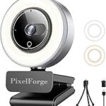 2K Webcam for PC with Microphone & Light & Privacy Cover, Web Camera for Desktop Computer/Laptop/Monitor/Mac, USB Streaming Camera for Zoom/Skype/Teams/Video Calling/Studying and Conference