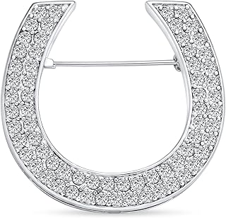 Large Western Fashion Statement Equestrian Cubic Zirconia Pave CZ Scarf Horseshoe Brooch Pin For Women Silver Plated Brass Large Western Fashion Statement Equestrian Cubic Zirconia Pave CZ Scarf Horseshoe Brooch Pin For Women Silver Plated Brass