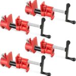FLK Tech 4 Pack Wood Gluing Pipe Clamp Fixture for 3/4 Inch Pipe, Heavy Duty Pipe Clamps, Cast Iron Wood Clamps Quick Release for Woodworking, Carpentry, Home Improvement, and DIY Projects