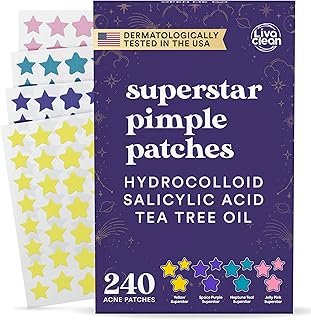 Livaclean Star Pimple Patches for Face w/ Hydrocolloid, Tea Tree oil & Salicylic Acid - Zit Stickers, Hydrocolloid Acne Patches for Face - Cute Pimple Patch, Acne Stickers Livaclean Star Pimple Patches for Face w/ Hydrocolloid, Tea Tree oil & Salicylic Acid - Zit Stickers, Hydrocolloid Acne Patches for Face - Cute Pimple Patch, Acne Stickers