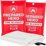 Prepared Hero Emergency Fire Blanket - 2 Pack - Fire Suppression for Kitchen, 40” x 40” Fiberglass Fire Blanket for Home