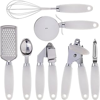COOK WITH COLOR Kitchen Gadget Set Stainless Steel Utensils with Soft Touch Handles, 7 Pieces, Stainless Steel White COOK WITH COLOR Kitchen Gadget Set Stainless Steel Utensils with Soft Touch Handles, 7 Pieces, Stainless Steel White