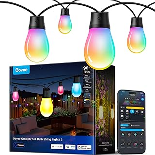 Govee S14 Bulb Outdoor String Lights 2, 96ft Smart RGBIC Warm White Patio Lights with 30 LED Bulbs, 111 Scene Modes for Outdoor Decor, Works with Alexa, Google, Matter, APP Control, IP66 Waterproof Govee S14 Bulb Outdoor String Lights 2, 96ft Smart RGBIC Warm White Patio Lights with 30 LED Bulbs, 111 Scene Modes for Outdoor Decor, Works with Alexa, Google, Matter, APP Control, IP66 Waterproof
