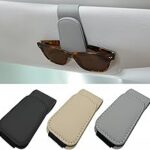 Sunglass Holder for Car Visor - 2 Pack Magnetic Car Glasses Holder Clip, Leather Eyeglass Holder for Car, Universal Sunglasses Clip for Car Visor, Gray