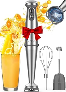 KOIOS Immersion Blender, 1000W Anti-scratch 3-in-1 Hand Blender, Upgraded 12 Speed Stainless Steel Blade Stick Blenders with Turbo Mode, Whisk and Milk Frother, Non-BPA KOIOS Immersion Blender, 1000W Anti-scratch 3-in-1 Hand Blender, Upgraded 12 Speed Stainless Steel Blade Stick Blenders with Turbo Mode, Whisk and Milk Frother, Non-BPA
