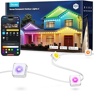 Govee Permanent Outdoor Lights 2, 100ft RGBIC Outdoor Lights with 72 LED Lights, IP67 Waterproof, 100 Scene Modes with 40lm White for Outdoor Decorations, Works with Alexa, Google Assistant, White Govee Permanent Outdoor Lights 2, 100ft RGBIC Outdoor Lights with 72 LED Lights, IP67 Waterproof, 100 Scene Modes with 40lm White for Outdoor Decorations, Works with Alexa, Google Assistant, White