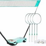 EasyGo Badminton Set, with Net, 4 Racket, 4 Birdies, Portable Storage Box, for Backyards, Outdoor Games, Yard Games