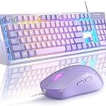 Gaming Keyboard and Mouse Combo, K1 RGB LED Backlit Wired Keyboard with 104 Key Computer PC Gaming Keyboard for PC/Laptop (Purple)
