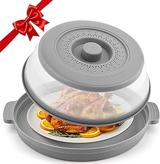 Microwave Splatter Cover for Food with Anti-scald Base Plate,Large Plastic & Silicone Vented Avoid Scalding Collapsible Guard Lid,Kitchen Essential Gadgets for Meal Prep-10.7 Inch (gray) Microwave Splatter Cover for Food with Anti-scald Base Plate,Large Plastic & Silicone Vented Avoid Scalding Collapsible Guard Lid,Kitchen Essential Gadgets for Meal Prep-10.7 Inch (gray)