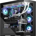 darkFlash ATX Mid-Tower PC Case, Pre-Install 4 PWM ARGB Fans Computer Case, Full View Dual Tempered Glass Gaming PC Case, Type C Port, Supports up to 360mm Water Cooling Radiator, Black(DS900)