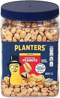 PLANTERS Salted Peanuts Cocktail, Party Snack, Plant-Based Protein, After School Snack, Roasted in Peanut Oil, Salted Nuts, Snacks for Adults, Bulk Nuts, Kosher, 2.19lb Jar PLANTERS Salted Peanuts Cocktail, Party Snack, Plant-Based Protein, After School Snack, Roasted in Peanut Oil, Salted Nuts, Snacks for Adults, Bulk Nuts, Kosher, 2.19lb Jar