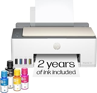 HP Smart Tank 5000 Wireless All-in-One Ink Tank Printer, Scanner, Copier with 2 years of ink included, Best-for-home, Cartridge-free, Refillable, AI-enabled (5D1B6A) HP Smart Tank 5000 Wireless All-in-One Ink Tank Printer, Scanner, Copier with 2 years of ink included, Best-for-home, Cartridge-free, Refillable, AI-enabled (5D1B6A)