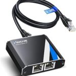 Gigabit Ethernet Splitter 1 to 2 High Speed 1000Mbps with 3.3ft LAN Cable, NEWCARE 1 in 2 Out Dual RJ45 Port Internet Splitter for Cat5/5e/6/7/8, Plug and Play, 2 Devices Simultaneously Networking