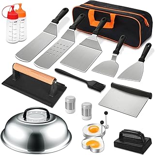 18PCS Griddle Accessories Kit, Flat Top Grill Accessories Set for Blackstone and Camp Chef, Grill Spatula Set with Enlarged Spatulas, Basting Cover, Scraper for Outdoor BBQ 18PCS Griddle Accessories Kit, Flat Top Grill Accessories Set for Blackstone and Camp Chef, Grill Spatula Set with Enlarged Spatulas, Basting Cover, Scraper for Outdoor BBQ