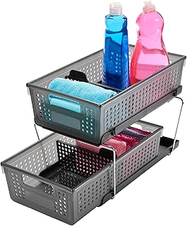 madesmart 2-Tier Organizer, Multi-Purpose Slide-Out Storage with Handles and Dividers for Home and Bath, Easy Assembly, BPA Free, Carbon madesmart 2-Tier Organizer, Multi-Purpose Slide-Out Storage with Handles and Dividers for Home and Bath, Easy Assembly, BPA Free, Carbon