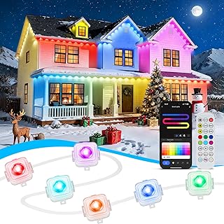 Permanent Outdoor Lights, 100ft Smart Eave Light with 72 LED Lights, IP67 Waterproof, App Control, Outdoor Christmas Lights, DIY RGB+IC Light for House Christmas Decorations, White Permanent Outdoor Lights, 100ft Smart Eave Light with 72 LED Lights, IP67 Waterproof, App Control, Outdoor Christmas Lights, DIY RGB+IC Light for House Christmas Decorations, White