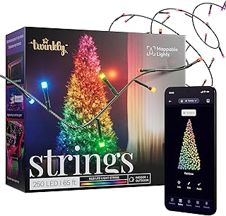 Twinkly Strings 250 RGB LEDs, in- and Outdoor LED Light String, Smart Multicolor LED Lights, Compatible with HomeKit, Alexa and Google Home, Gaming, IP44, App Control, Black Wire, 65.6ft Twinkly Strings 250 RGB LEDs, in- and Outdoor LED Light String, Smart Multicolor LED Lights, Compatible with HomeKit, Alexa and Google Home, Gaming, IP44, App Control, Black Wire, 65.6ft