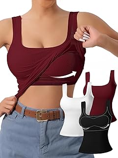 Women's U-Back Tank Top - 3-Pack,Built-in Bra, Removable Pads for Gym, Yoga & Outdoor, Long-Lasting Comfort Women's U-Back Tank Top - 3-Pack,Built-in Bra, Removable Pads for Gym, Yoga & Outdoor, Long-Lasting Comfort