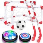 Hover Soccer Ball Set, Hover Hockey Set for Kids, Air Floating Soccer Toys Hockey Ball with Led Light, Indoor Outdoor Sports Toys & Games, Christmas Birthday Gifts for 3-12 Years Boy Girl