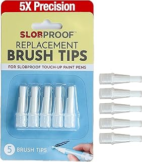 Slobproof Replacement Brush Tips for Refillable Touch-Up Paint Pens, Mess-Free, Easy to Install, Tools for Paint Brushes, DIY Home Improvement, Wall, Furniture Repair, Arts and Crafts, Pack of 5 Slobproof Replacement Brush Tips for Refillable Touch-Up Paint Pens, Mess-Free, Easy to Install, Tools for Paint Brushes, DIY Home Improvement, Wall, Furniture Repair, Arts and Crafts, Pack of 5