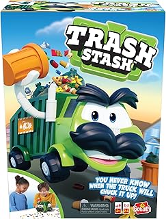 Goliath Trash Stash Game - Fill Trashcan, Watch It Dump Into Garbage Truck Or Truck Chucks It Up - No Reading Required, Ages 4 and Up, 2-4 Players , Green Goliath Trash Stash Game - Fill Trashcan, Watch It Dump Into Garbage Truck Or Truck Chucks It Up - No Reading Required, Ages 4 and Up, 2-4 Players , Green