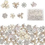 47Pcs Rhinestone Buttons for Clothing, Faux Pearl Buttons Embellishments, Flat Back Flower Button for Crafts DIY Jewelry Making Clothes Shoes Hair Decoration (7 Styles)