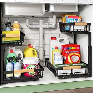 Under Sink Organizer, 2 Packs 2 Tier Under Sink Organizers and Storage, Slide out Pull out Cabinet Organizer Shelf, Metal Sliding Drawer for Kitchen Bathroom Pantry Cabinet Closet Organization Rack Under Sink Organizer, 2 Packs 2 Tier Under Sink Organizers and Storage, Slide out Pull out Cabinet Organizer Shelf, Metal Sliding Drawer for Kitchen Bathroom Pantry Cabinet Closet Organization Rack