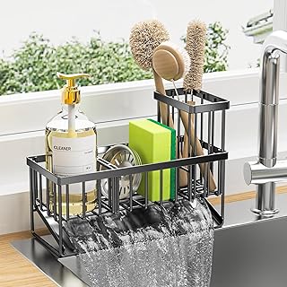 Cisily Kitchen Sink Caddy Organzier with High Brush Holder, Sponge Holder for Sink, 304 Rustproof Stainless, Kitchen Countertop Soap Dispenser Organizer, Kitchen Decor and Accessories Cisily Kitchen Sink Caddy Organzier with High Brush Holder, Sponge Holder for Sink, 304 Rustproof Stainless, Kitchen Countertop Soap Dispenser Organizer, Kitchen Decor and Accessories