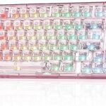 YUNZII X98 QMK/VIA Wireless Mechanical Gaming Keyboard with Knob,Tri-Mode BT5.0/USB-C/2.4GHz Hot Swappable Keyboard,Pre-lubed Switches Gasket Mount RGB Backlit for Wins/Mac (Pink, Snow Switch)