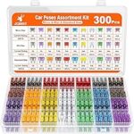 JOREST 300Pcs Car Fuse Assortment Kit, 160 Mini Blade Fuses Automotive + 90 Standard Auto Fuses + 50 Micro + Puller – Replacement for RV Camper Boat Truck (2Amp 3A 5A 7.5A 10A 15A 20A 25A 30A 35A 40A)