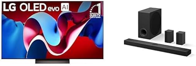 LG 55" OLED evo C4 Series 4K Smart TV Bundle with 5.1.3 ch Dolby Atmos Soundbar and Wireless Rear Speakers, 2024 New Models LG 55