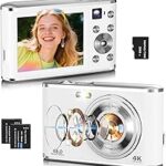 4K Digital Camera, Autofocus 48MP Vlogging Camera for Photography Compact Point and Shoot Digital with 16X Zoom, 32GB Card, 2.8