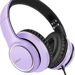 LORELEI X8 Over-Ear Wired Headphones with Microphone with 1.45m-Tangle-Free Nylon Line&3.5mm Plug,Lightweight Foldable & Portable Headphones for Smartphone,Tablet,Computer,Mp3/4(Dark Purple)