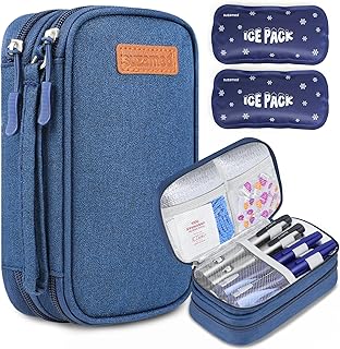 Insulin Cooler Travel Case, Double Layer Medicine Kit Diabetes Travel Case, Portable Medicine Organizer with 2Pack 150g Ice Pack TSA Approved for Insulin Pens Diabetic Supplies (Blue) Insulin Cooler Travel Case, Double Layer Medicine Kit Diabetes Travel Case, Portable Medicine Organizer with 2Pack 150g Ice Pack TSA Approved for Insulin Pens Diabetic Supplies (Blue)