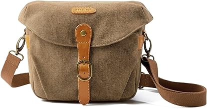 BAGSMART Camera Bag, SLR DSLR Canvas Crossbody Camera Case, Compact Camera Shoulder Bag with Rain Cover for Women and Men, Khaki BAGSMART Camera Bag, SLR DSLR Canvas Crossbody Camera Case, Compact Camera Shoulder Bag with Rain Cover for Women and Men, Khaki